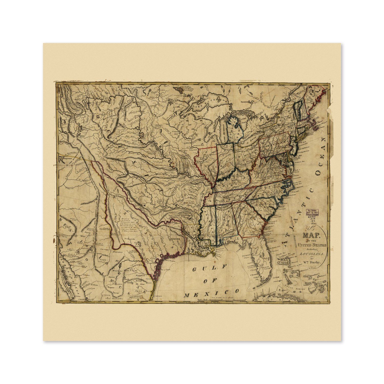 Louisiana Purchase 1818 Map vintage print